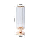 2 Pack 13" Crystal Pendant Hurricane Candle Holders, Gold Metal Base Elegant Fluted Glass Pillar Can