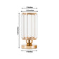 2 Pack 8.5" Crystal Pendant Hurricane Candle Holders, Gold Metal Base Elegant Fluted Glass Pillar Ca