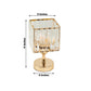 Gold crystal hurricane candle holder, elegant square design.