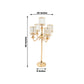 Gold Metal 5-Arm Candelabra with Crystal Pendant Glass Shades – 40" Tall Candle Holder for Pillar, LED, and Flameless Candles
