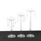 Set of 3 Acrylic Taper Candle Holders with Hanging Bead & Prism Accents – Elegant Candlestick Stands - 11",13",15"