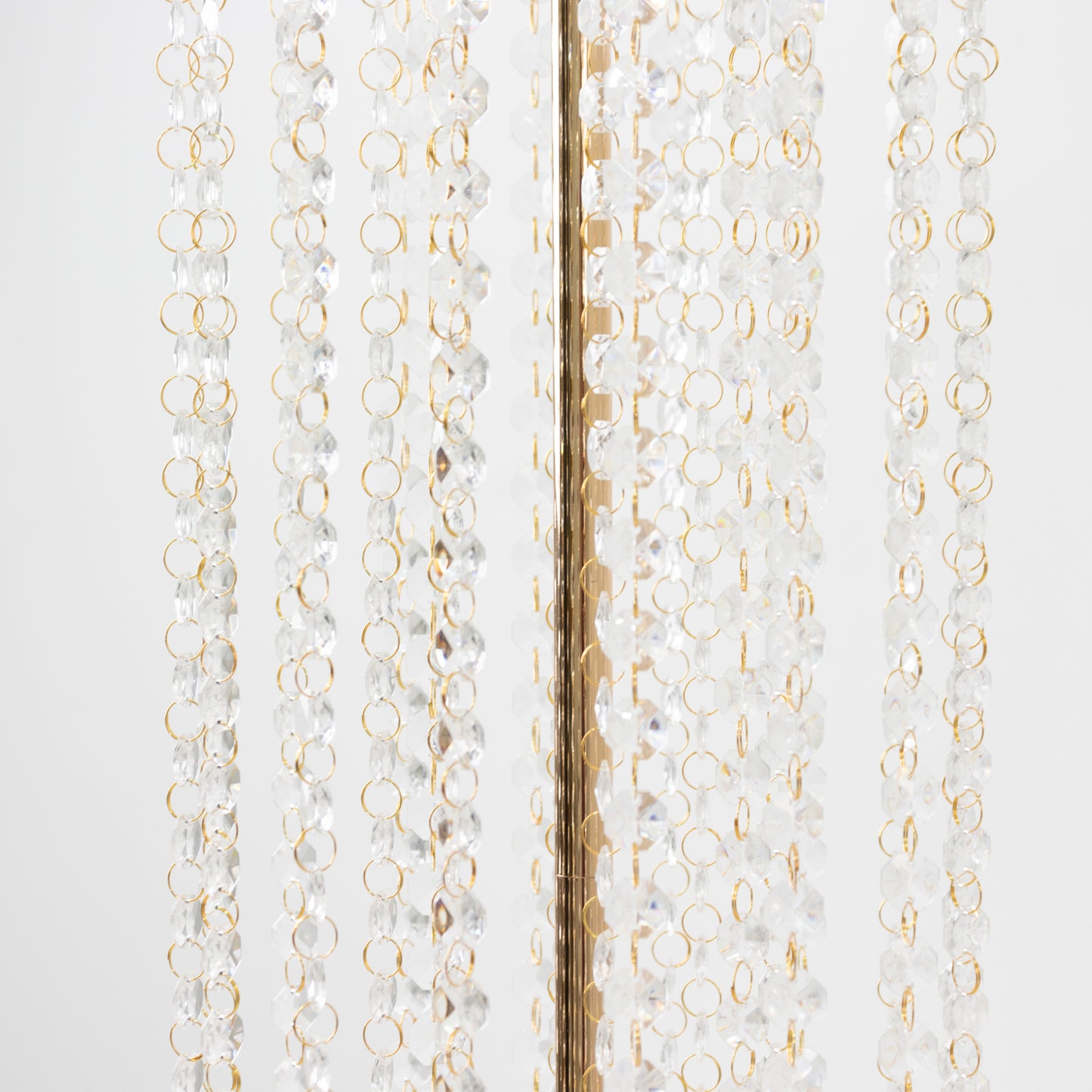 4-Pack Gold Metal Flower Stand Vases with Hanging Crystal Beads – 32" Tall Decorative Column Centerpieces for Events and Table Décor