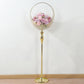 Gold Crystal Beaded Metal Flower Stand in Half Moon Basket Design, 4.5ft Tall Candle Holder Wedding Table Centerpiece Floor Stand with Round Stable Base