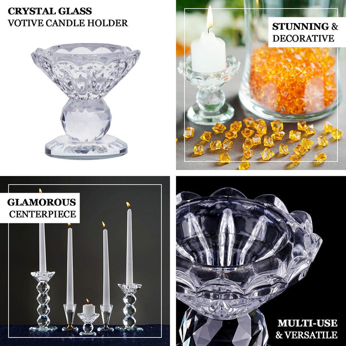 2.5" Tall Gemcut Premium Crystal Glass Prism Votive Candle Holder Stand