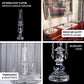 Clear crystal glass hurricane candle holder with chandelier chains.