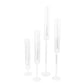 Clear acrylic hurricane candle stands set of 4 with tall chimney shades.