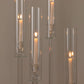 Set of 4 Crystal Glass Hurricane Taper Candle Holders, Decorative Tall Candle Stands Clear Cylinder Chimney Tubes 29", 33", 37", 41"