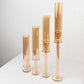 Amber gold hurricane candle holders set of 4, decorative tall stands.