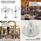 Elegant crystal taper candle holder centerpiece with 5 arms and hanging pendants.