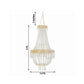 Gold beaded crystal chandelier with ornate metal frame, adjustable farmhouse pendant lighting.