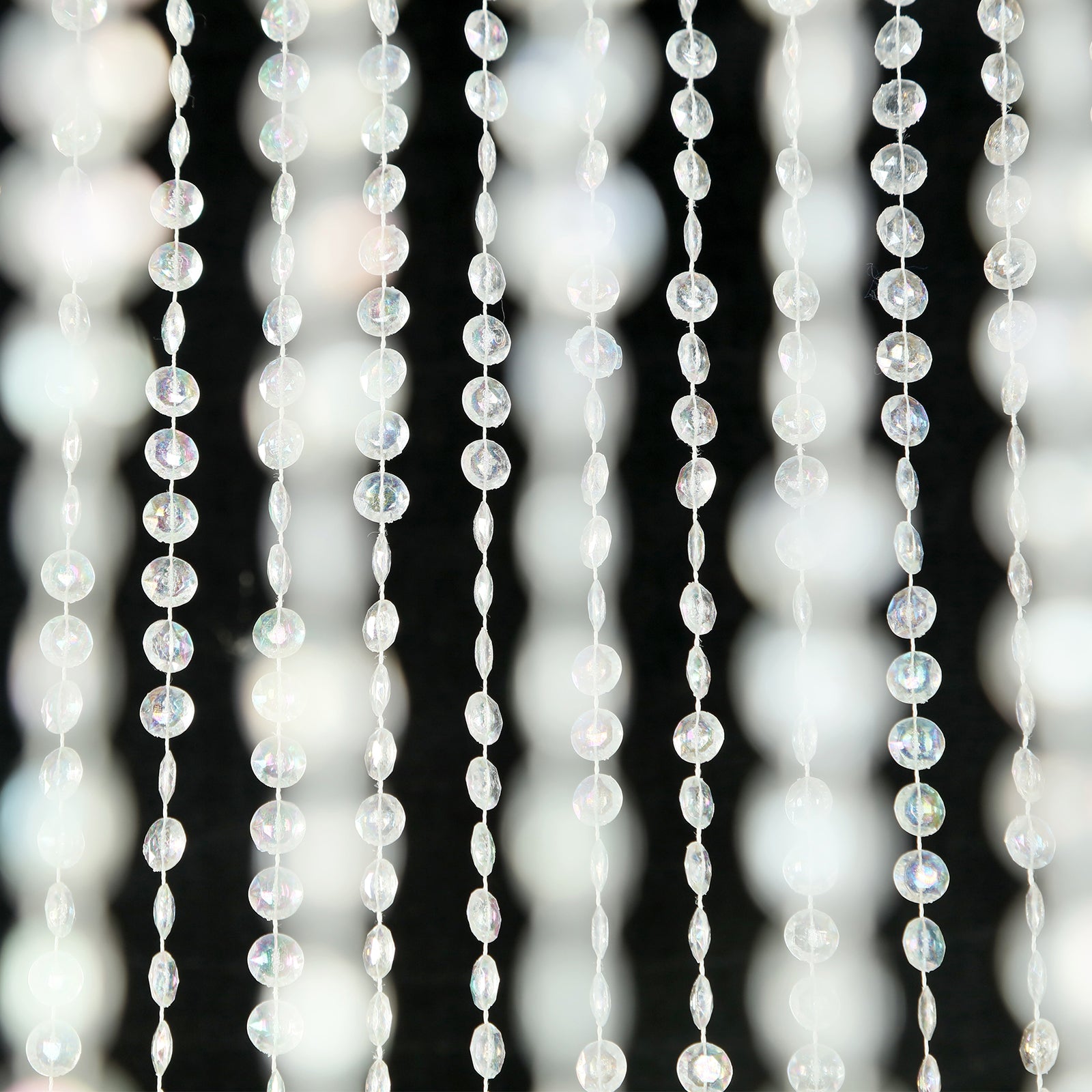14ft Hanging Beaded Crystal Column Chandelier with Silver Metal Hoop