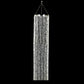 Silver beaded crystal chandelier with hanging chain and metal hoop.