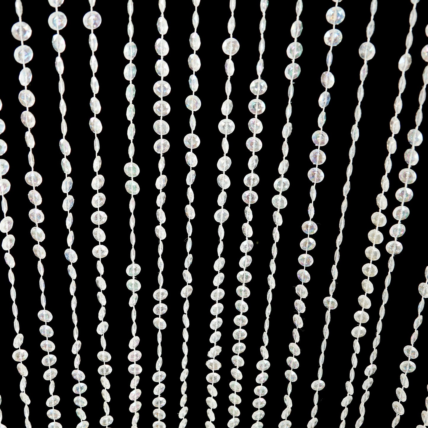 9ft hanging beaded crystal chandelier with silver metal hoop.