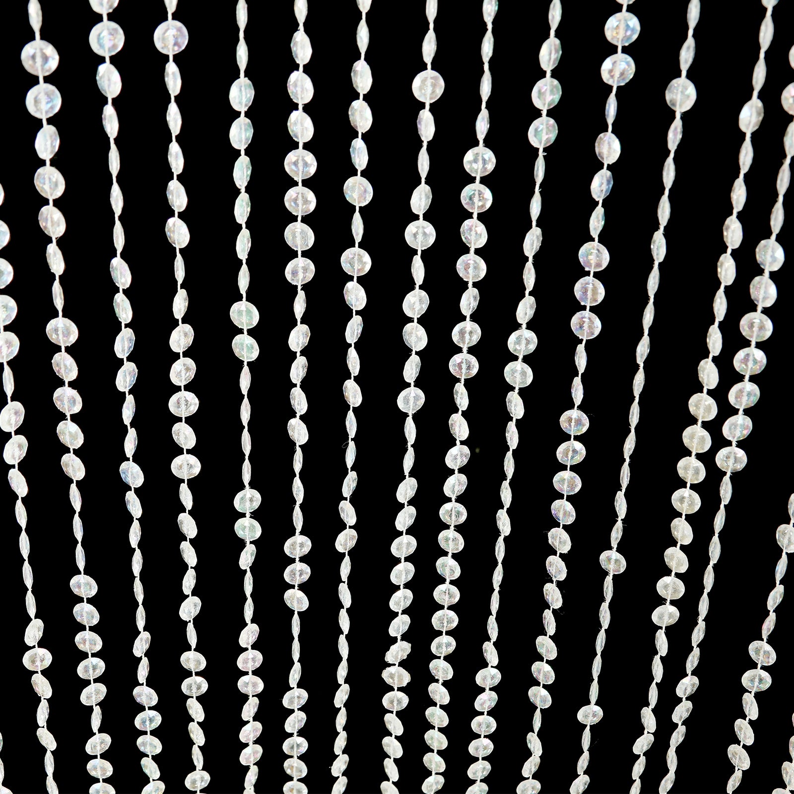 9ft hanging beaded crystal chandelier with silver metal hoop.