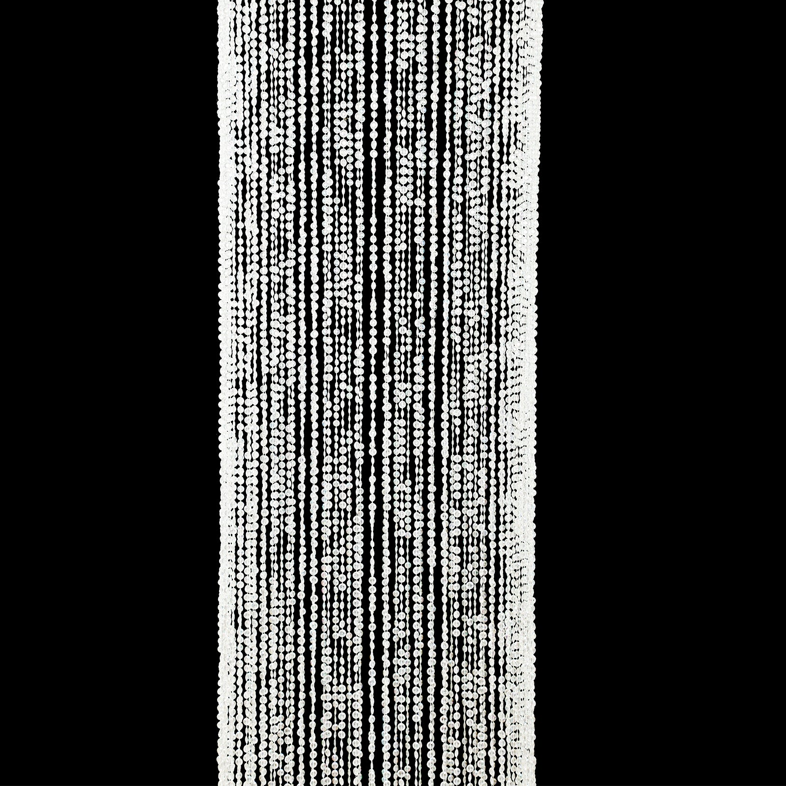 9ft hanging beaded crystal column chandelier with silver metal hoop.