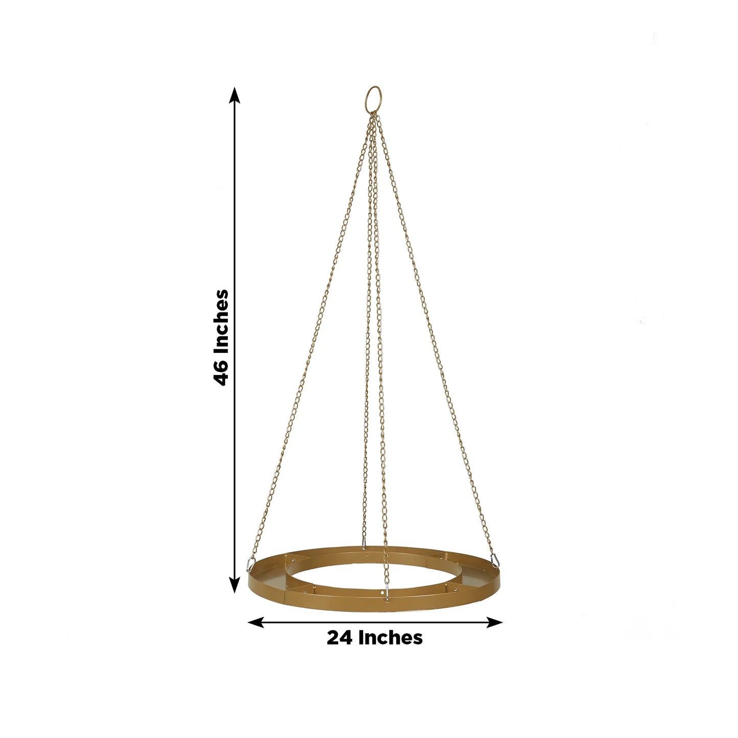 Gold hanging metal floral chandelier frame, 24" circular design.