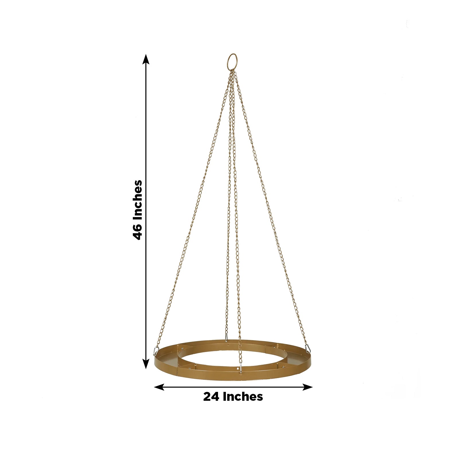 Gold hanging metal floral chandelier frame, 24" circular design.