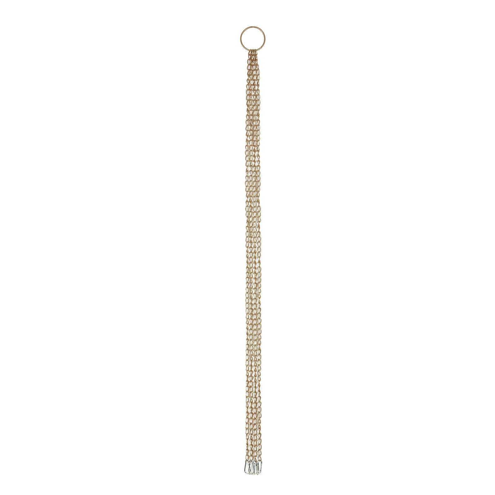 Gold hanging metal floral chandelier frame with a circular design.
