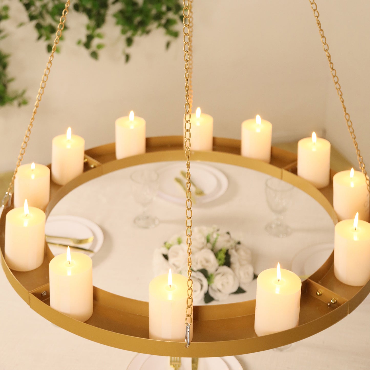 Gold floral chandelier frame with candles, perfect for elegant lighting displays.