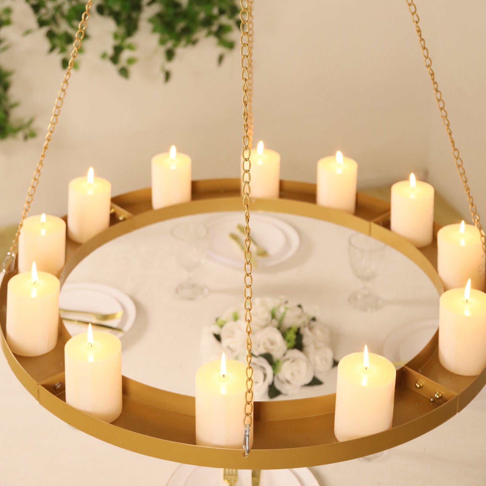 Gold floral chandelier frame with candles, perfect for elegant lighting displays.