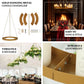 Gold floral chandelier frame for candle and floral displays, 24" circular design.