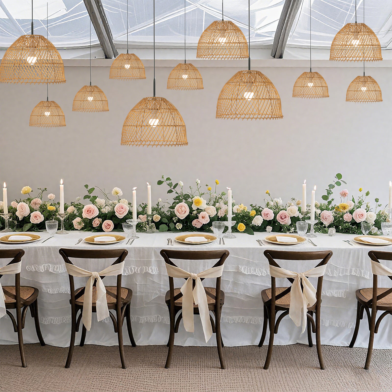 TCFLinen Rattan Dome Pendant Shade - Thumbnail 5