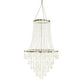 2ft Fountain Crystal Beaded Chandelier – Hanging Pendant Light with Silver Metal Frame & Hook Chain, Elegant Tiered Design