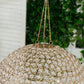 16" Crystal Globe Chandelier – Hanging Beaded Ball Pendant Light with Gold Metal Hook & Chain for Decorative Home Lighting