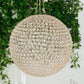 16" Crystal Globe Chandelier – Hanging Beaded Ball Pendant Light with Gold Metal Hook & Chain for Decorative Home Lighting