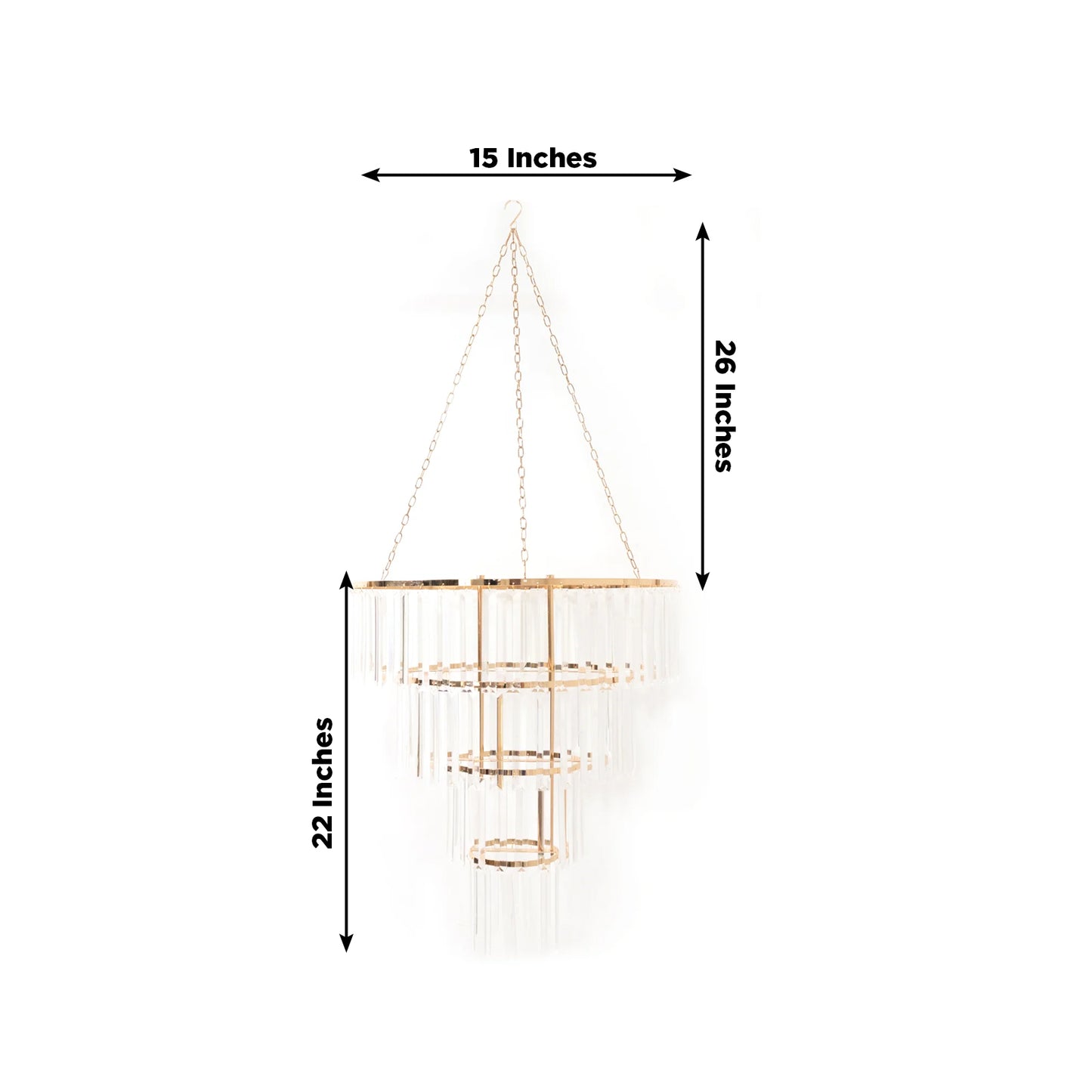 Crystal Pendant Chandelier with Gold Metal Frame, 4-Tier Round Hanging Light Fixture with Chain and Hook