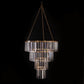 Crystal Pendant Chandelier with Gold Metal Frame, 4-Tier Round Hanging Light Fixture with Chain and Hook
