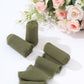 Dusty sage green chiffon ribbon rolls with pink roses.