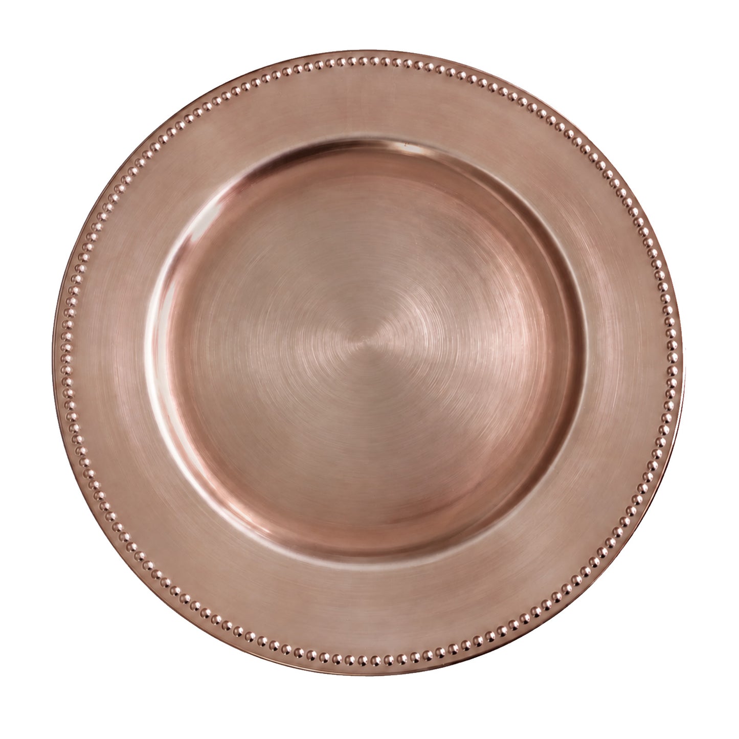 12 Pack Acrylic Round Charger Plates 13" in Rose Gold with Beaded Rim, Dinner Charger Event Tabletop