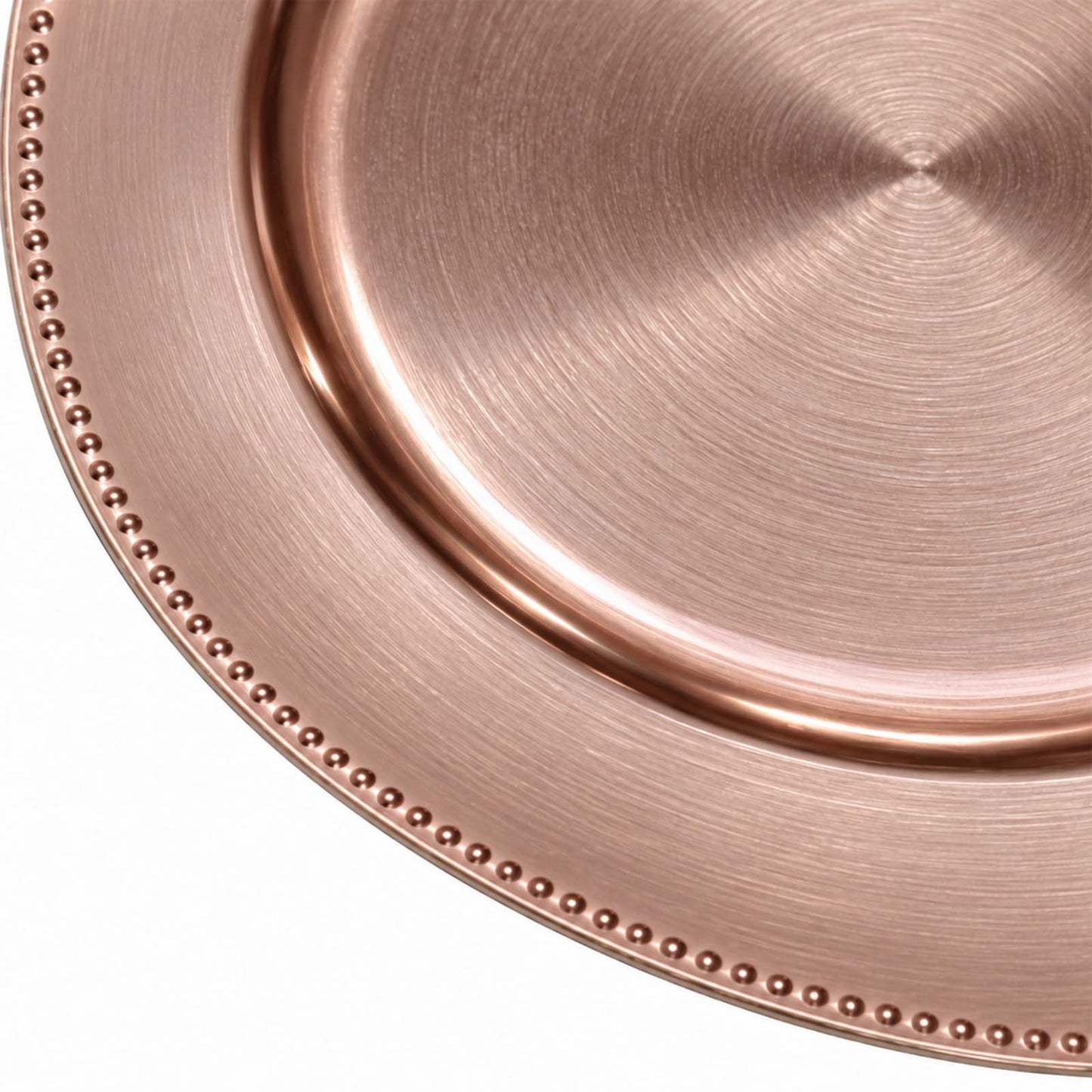 12 Pack Acrylic Round Charger Plates 13" in Rose Gold with Beaded Rim, Dinner Charger Event Tabletop