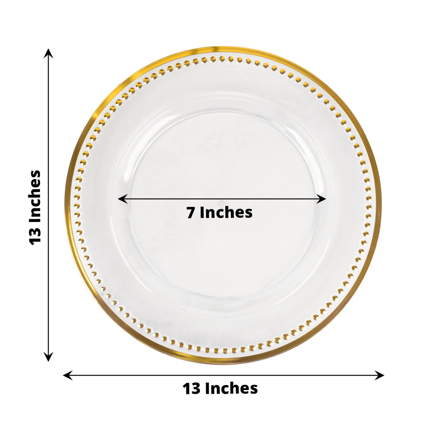 6 Pack 13" Beaded Clear Gold Acrylic Charger Plate, Plastic Round Dinner Charger Event Tabletop Decor