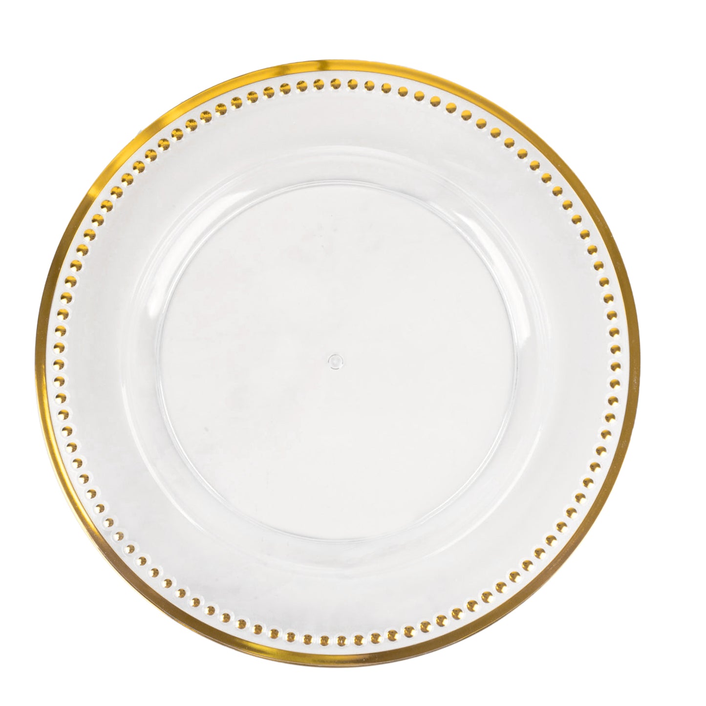 6 Pack 13" Beaded Clear Gold Acrylic Charger Plate, Plastic Round Dinner Charger Event Tabletop Decor