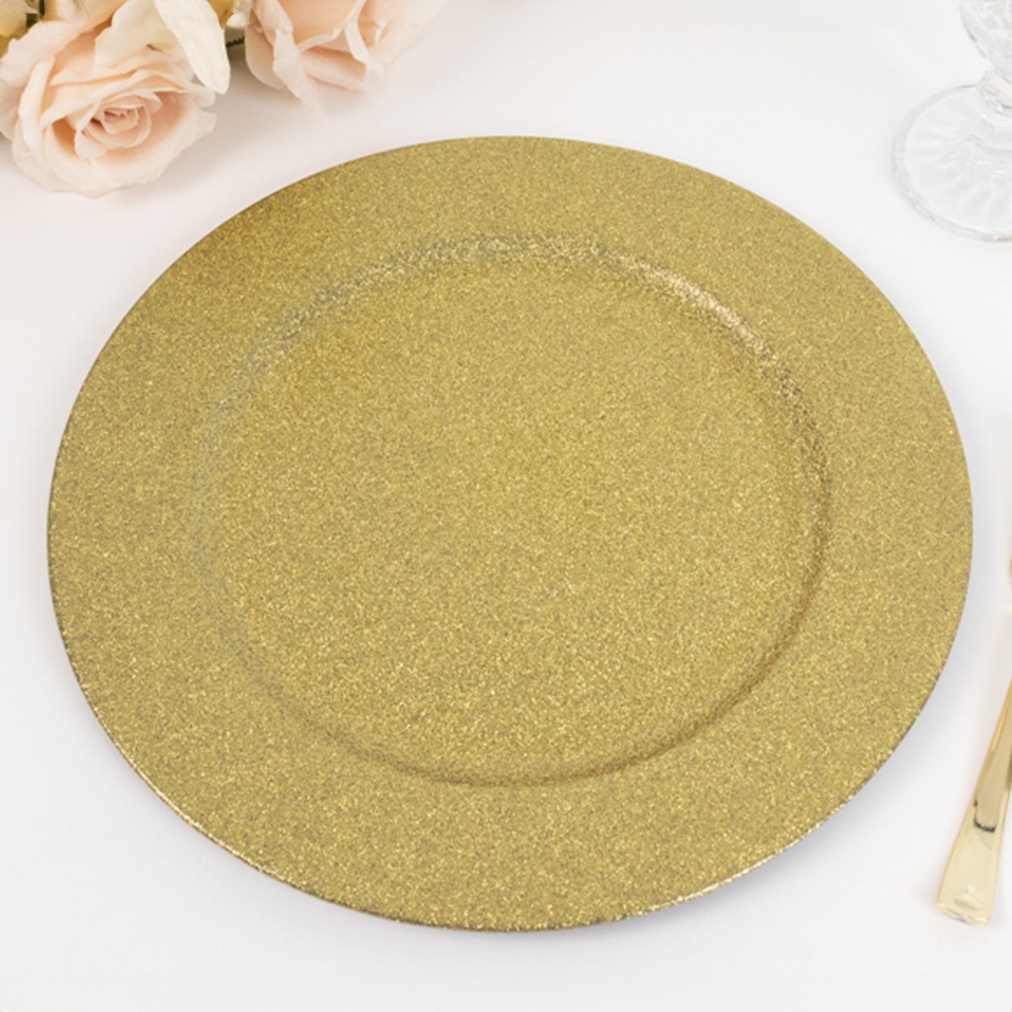 6 Pack 13" Gold Dust Free Glitter Acrylic Plastic Round Charger Plates