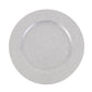 Silver glitter acrylic round charger plate.