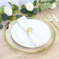8 Pack 13" Round Glass Charger Plates Clear with Metallic Gold Rim, Decorative Dinner Party Serving 