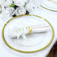 8 Pack 13" Round Glass Charger Plates Clear with Metallic Gold Rim, Decorative Dinner Party Serving 