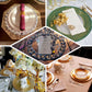 Silver round charger plates with diamond beaded rim, elegant table setting.