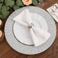 Silver galvanized metal charger plate with ruffled rim.