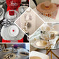 Rose gold charger plate with acrylic crystal beads on elegant table settings.