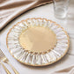 2 Pack 14" Crystal Pendant Metal Charger Plates – Gold Mirror Glass Decorative Round Table Chargers