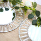 2 Pack 14" Crystal Pendant Metal Charger Plates – Silver Mirror Glass Decorative Round Table Charger