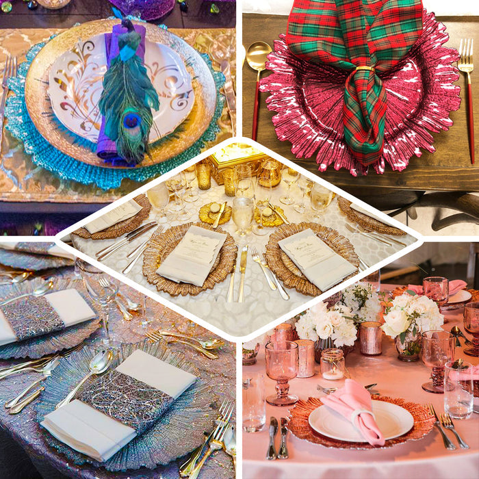 6 Pack | 13" Clear Round Reef Acrylic Plastic Charger Plates, Dinner Charger Plates