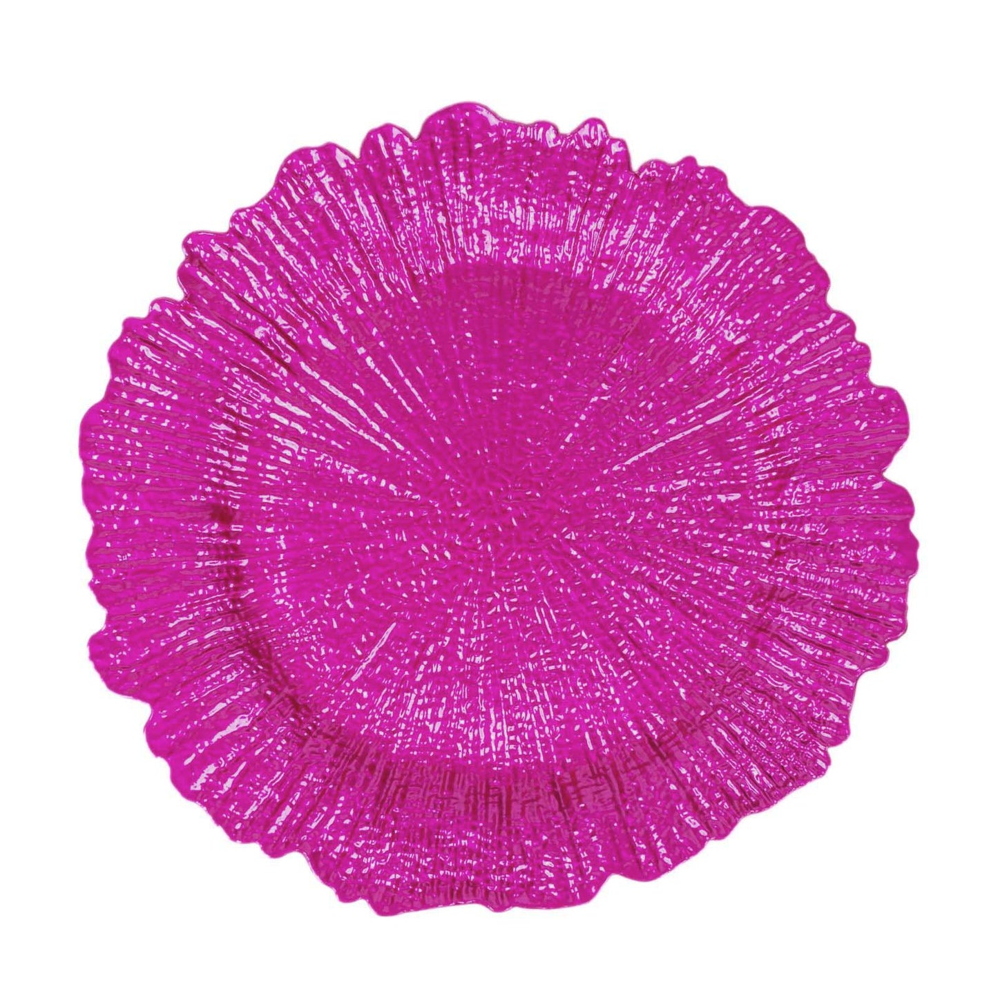 6 Pack 13" Fuchsia Round Reef Acrylic Plastic Charger Plates, Dinner Charger Plates