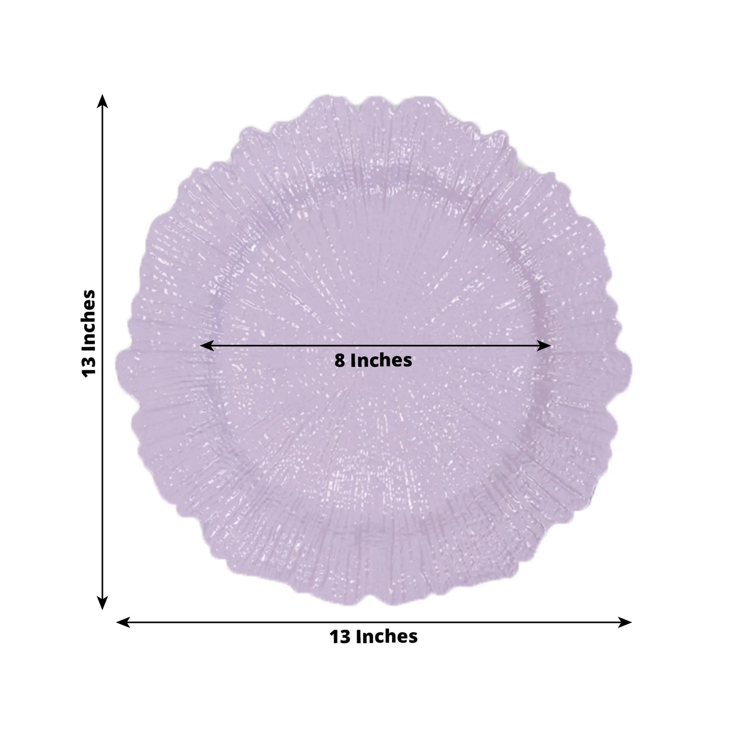 6 Pack 13" Lavender Lilac Round Reef Acrylic Plastic Charger Plates, Dinner Charger Plates