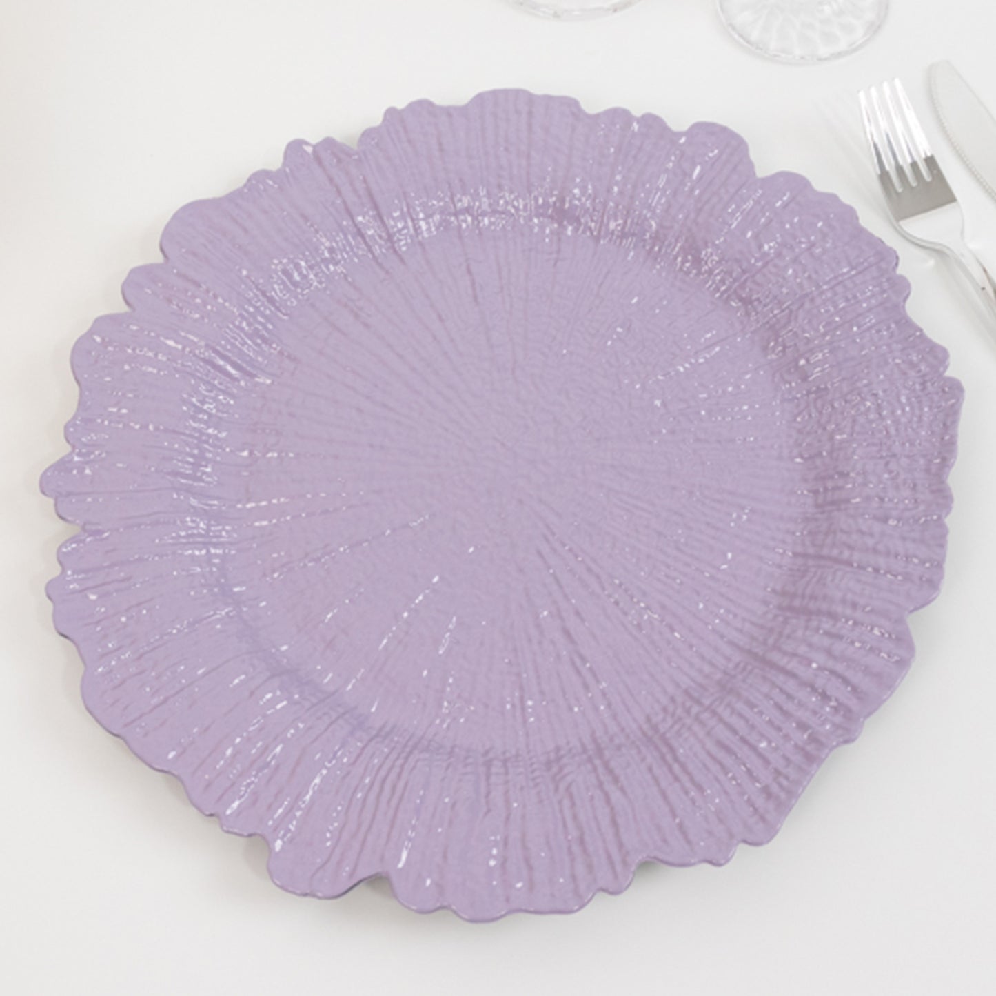 6 Pack 13" Lavender Lilac Round Reef Acrylic Plastic Charger Plates, Dinner Charger Plates