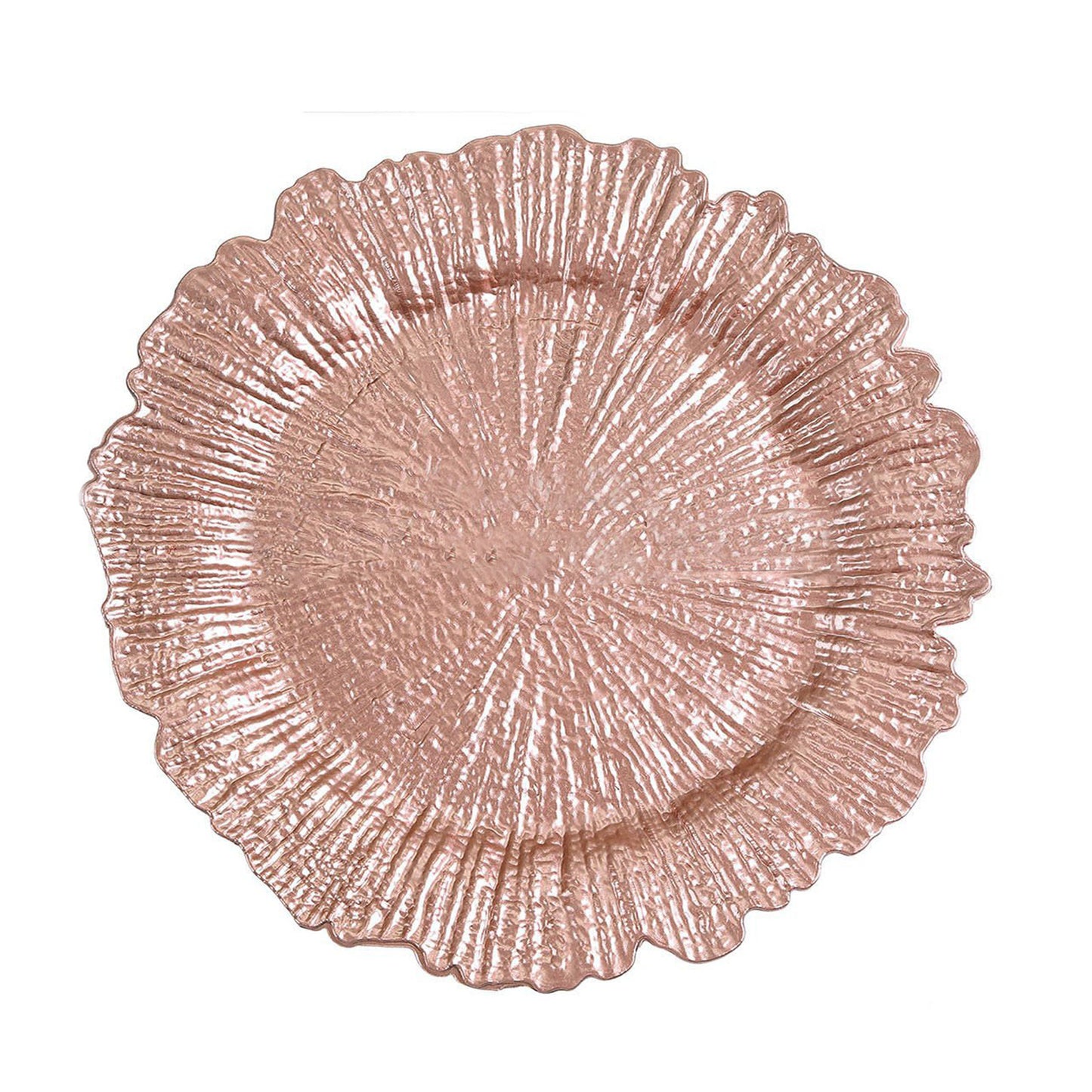 6 Pack | 13Inch Blush/Rose Gold Round Reef Acrylic Plastic Charger Plates, Dinner Charger Plates#whtbkgd